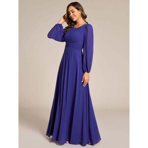 Ever Pretty Celeste Royal Blue ALine Chiffon Long Sleeve Formal Evening Dress 14